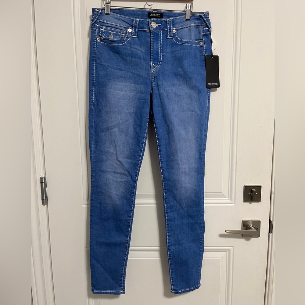 NWT - True Religion Women’s Jennie Curvy Mid Rise Super Skinny Jeans - Size 30